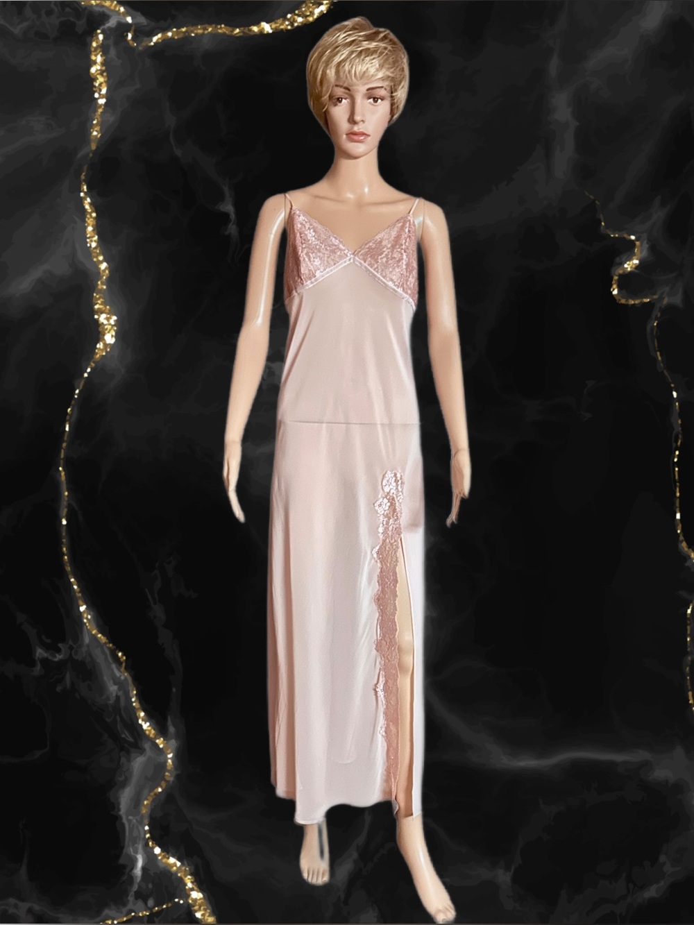 Victoria’s Secret ~ Large ~ Pink W/ Floral Lace ~ Sexy Nightgown Slip ~ New